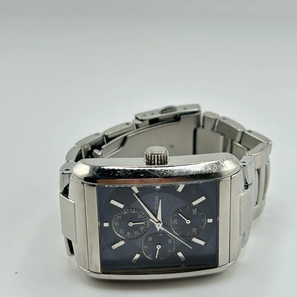 Men Guess Steel Watch G95291g Black Face Stainless Bracelet New Battery 207